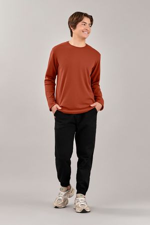 Camiseta Juvenil Menino Manga Longa Básica Beats Marrom