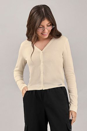 Cardigan Juvenil Menina Tricô Beats Bege