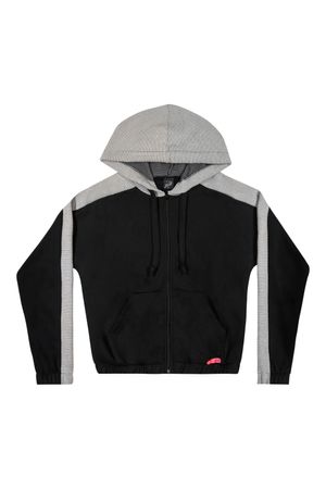 Jaqueta Juvenil Menina em Moletom Bicolor Elian Beats Preto