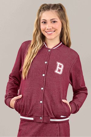 Casaco Juvenil Menina Moletom College Beats Vermelho