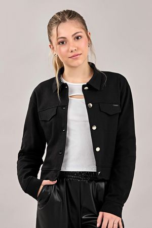 Casaco Juvenil Menina Cropped Beats Preto
