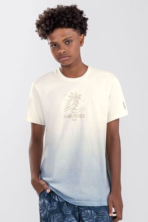 Camiseta Juvenil Menino Degradê Beats Bege