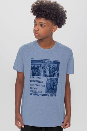 Camiseta Juvenil Menino Estampa Basquete Beats Azul