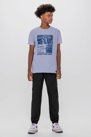 Camiseta Juvenil Menino Estampa Basquete Beats Azul