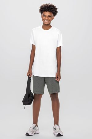 Camiseta Juvenil Menino Meia Malha Básica Beats Branco