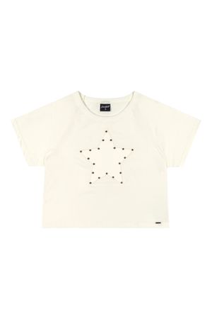 Blusa Cropped Juvenil Menina Estrela Beats Bege