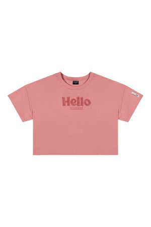 Blusa Cropped Juvenil Menina Bordada Beats Rosa