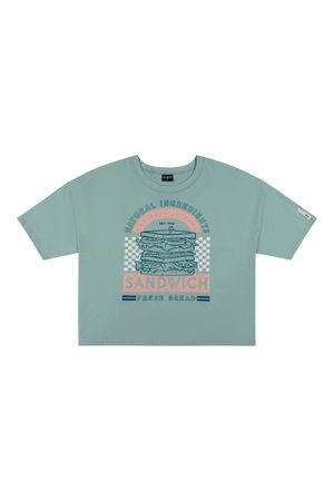 Blusa Juvenil Menina Regular Estampada Beats Verde