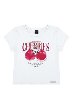 Blusa Juvenil Menina Cerejas Beats Branco