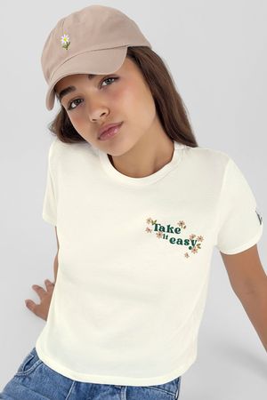 Blusa Juvenil Menina Flores Beats Bege
