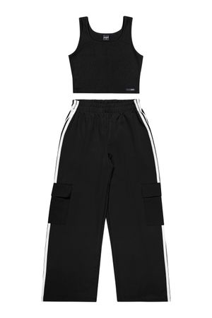 Conjunto Curto Juvenil Menina Cargo Beats Preto