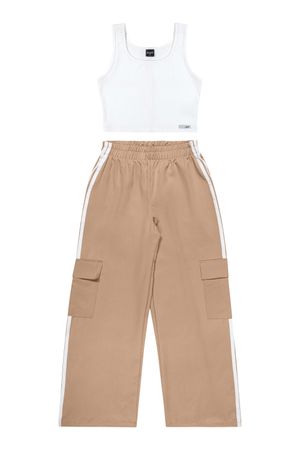 Conjunto Curto Juvenil Menina Cargo Beats Branco