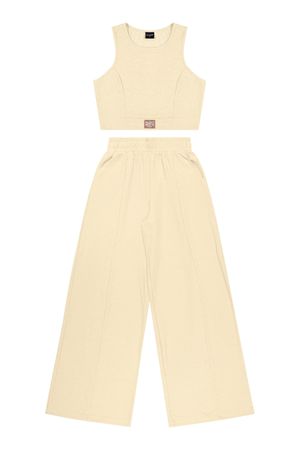 Conjunto Juvenil Menina Malha Tricô Beats Amarelo