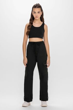 Top Juvenil Menina Cotton Leve Básico Beats Preto