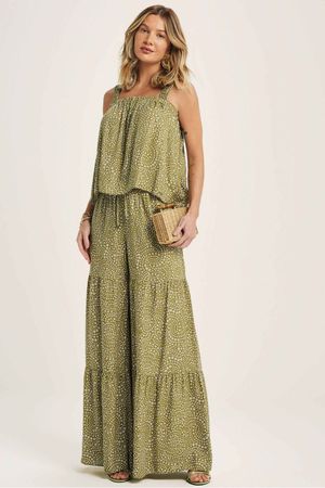 Regata Feminina Ampla Floral Marialícia Verde