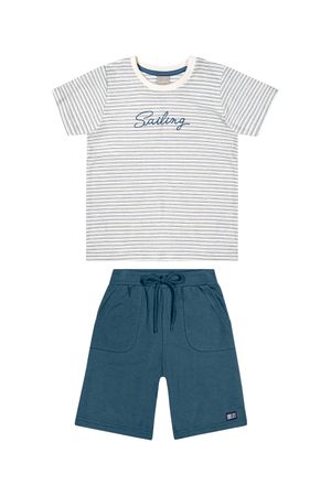 Conjunto Infantil Menino Listrado Náutico Colorittá Bege
