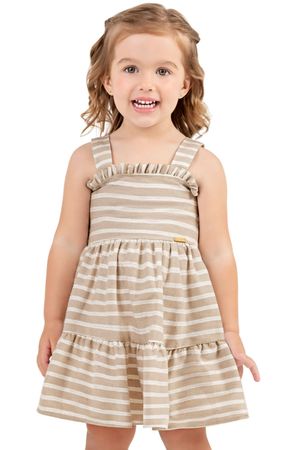 Vestido Infantil Menina Eco Listrado Colorittá Bege