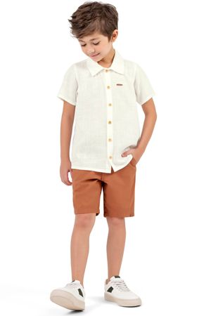 Camisa Infantil Menino Social de Colorittá Bege