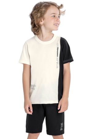 Conjunto Infantil Menino Com Recorte Contraste Elian Bege
