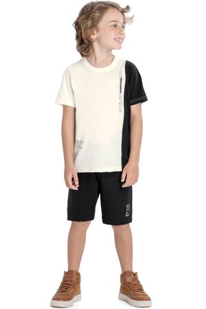 Conjunto Infantil Menino Com Recorte Contraste Elian Bege