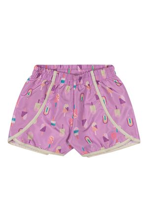 Short Infantil Menina Estampado Tactel Elian Lilás