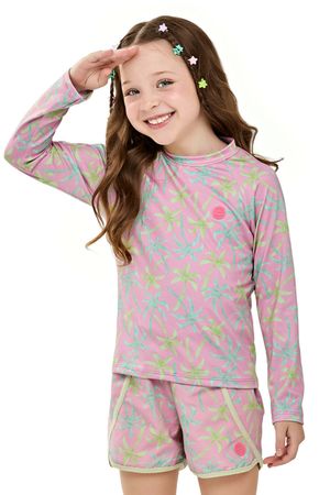 Short Infantil Menina Estampado Tactel Elian Rosa