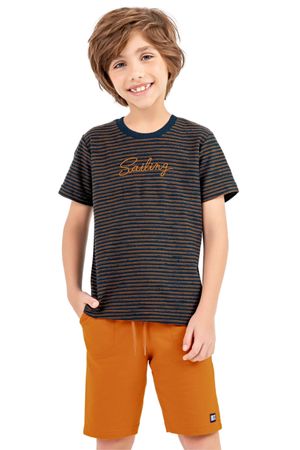 Conjunto Infantil Menino Listrado Náutico Colorittá Azul