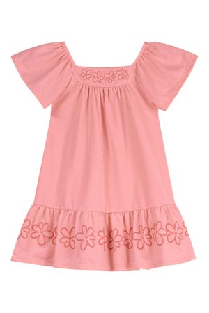 Vestido Infantil Menina Babados Com Flores Elian Coral