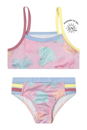 Biquíni Infantil Menina Glitter Proteção UV Elian Rosa