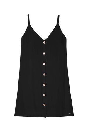 Vestido Feminino Curto Botões Frontais Marialícia Preto