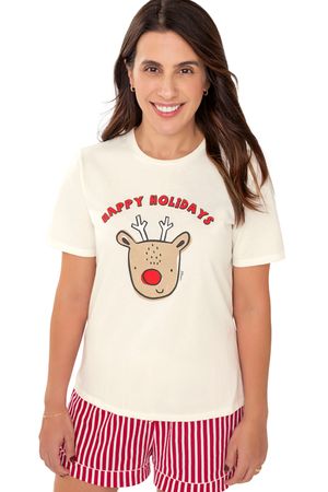 Pijama Adulto Feminino Especial Natal Elian Bege