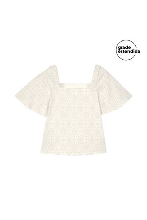 Blusa Feminina Devorê Manga Ampla Marialícia Bege