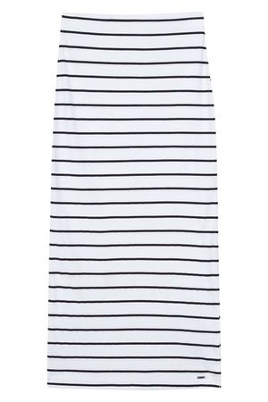 Saia Feminina Midi Canelada Listrada Marialícia Branco