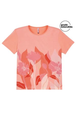 Blusa Feminina Regular Estampada Marialícia Laranja