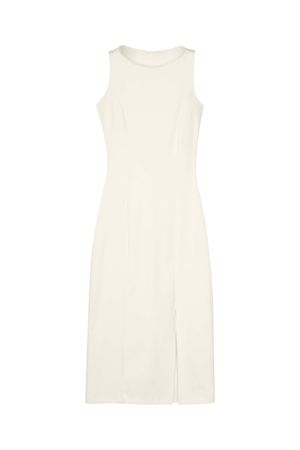 Vestido Midi Fenda Feminino Marialícia Bege