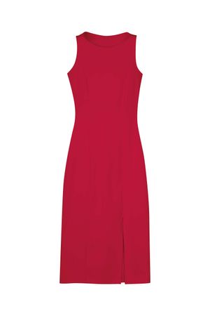 Vestido Midi Fenda Feminino Marialícia Vermelho