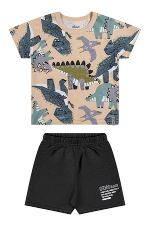 Conjunto Bebê Menino Desenho Dino Elian Preto