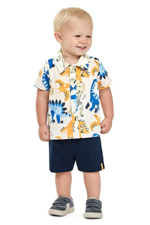 Conjunto Bebê Menino Camisa Dino Elian Bege