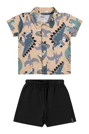 Conjunto Bebê Menino Camisa Dino Elian Preto