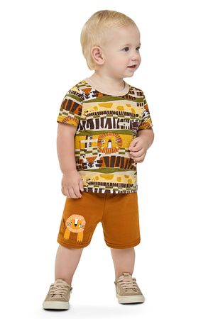 Conjunto Bebê Menino Safári Curto Elian Bege