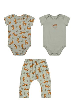 Kit Bebê Menino Bodies Bichinhos Elian Verde
