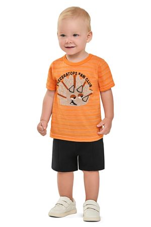 Conjunto Bebê Menino Dino Com Puff Elian Laranja