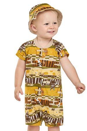 Macaquinho Bebê Menino Safári Com Chapéu Elian Bege