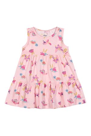 Vestido Bebê Menina Bichinhos Coloridos Elian Rosa