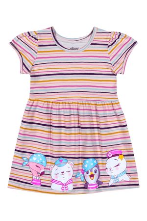 Vestido Bebê Menina Listrado Curto Elian Rosa