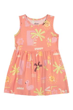 Vestido Bebê Menina Tropical Cotton Elian Laranja