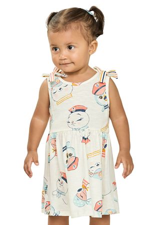 Vestido Bebê Menina Flamê Com Laços Elian Bege