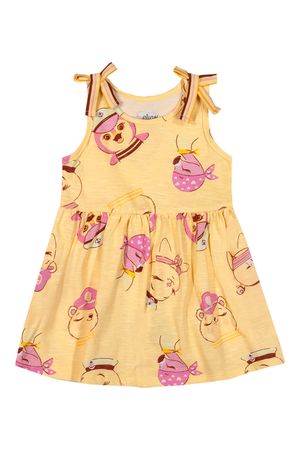 Vestido Bebê Menina Flamê Com Laços Elian Amarelo