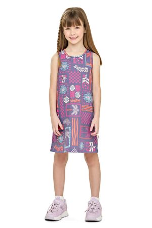 Vestido Infantil Menina Folhagem Tropical Elian Lilás