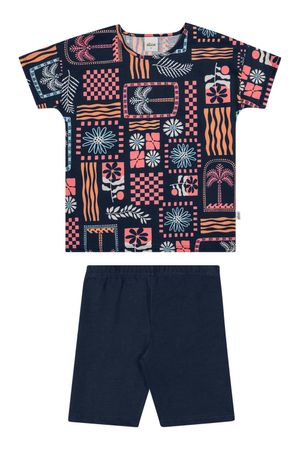 Conjunto Infantil Menina Tropical Geométrico Elian Marinho